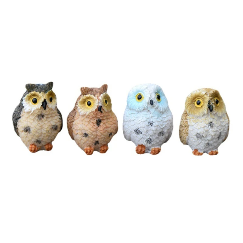 Miniature Resin Night Owl Figurine Fairy Garden Mini Animal Statue Toy For Micro Landscape Pots Moss Terrarium Decor