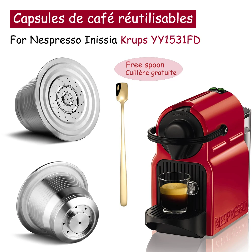 Capsule Di Caffè Per Inissia Nespresso Krups Yy1531Fd In Acciaio Inox Caffè Filtro Di Caffè Riutilizzabile Crema Creatore
