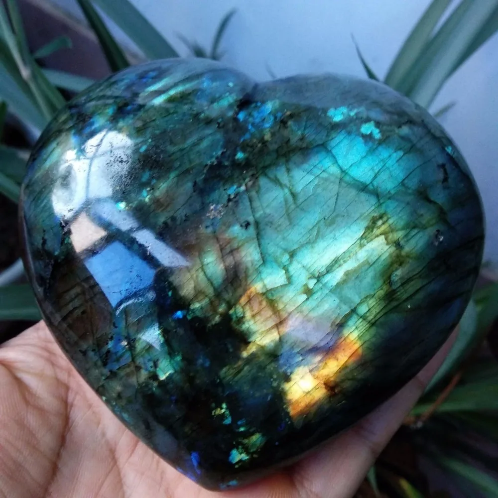 Labradorite Heart Moonstone Energia Positiva Gemme Reiki Crystal Heart Healing