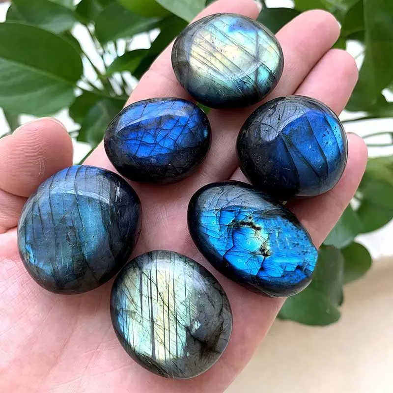 1Pc Natural Labradorite Healing Crystals Burattato Raw Blue Moonstone Massge Palmstone Energy Reiki Quartz Stones Campione Minerale