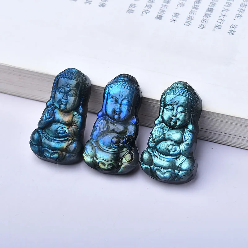Labradorite Baby Buddha Decorazione Della Casa Cristalli Crystal Aquarium Rock Decor Room Gift Crafts Garden