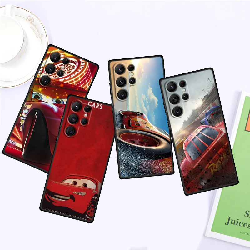 Lightning Mcqueen Cars Per Samsung Galaxy S24 S23 S22 S21 S20 Fe S10 S10E Plus Ultra Pro Lite 5G Custodia Morbida Nera Per Telefono