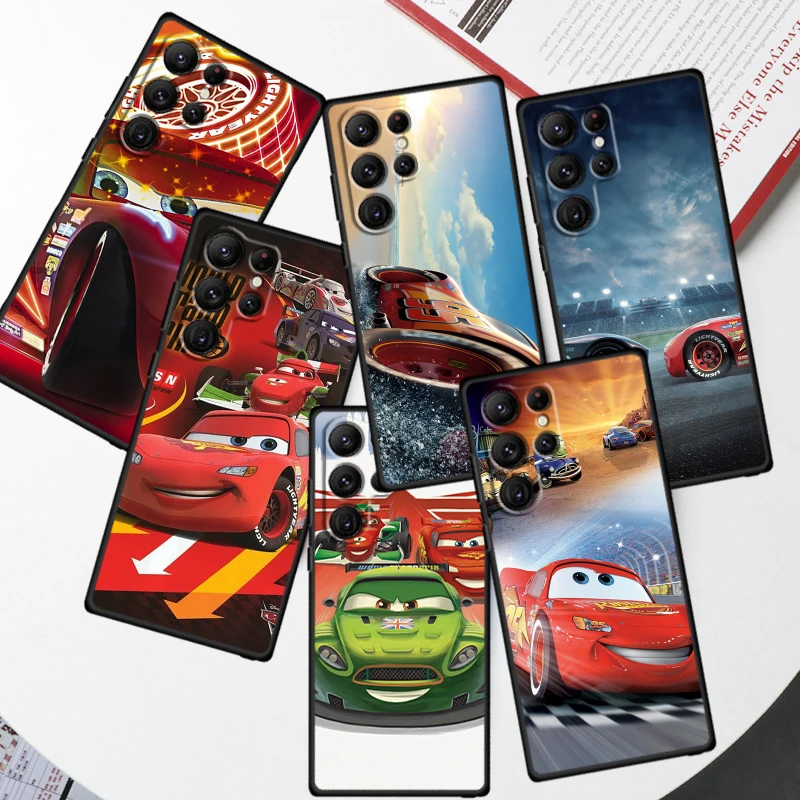 Lightning Mcqueen Cars Per Samsung Galaxy S23 S22 S21 S20 Fe S10 S10E S9 Plus Ultra Pro Lite 5G Custodia Nera Per Telefono