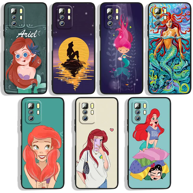 Custodia Per Telefono Anime Sirenetta Per Xiaomi Redmi Note 4X 5 5A(32Gb) 6 7 8T 8 9 9T 9Pro Max 9S Pro Black Funda Cover Silicone