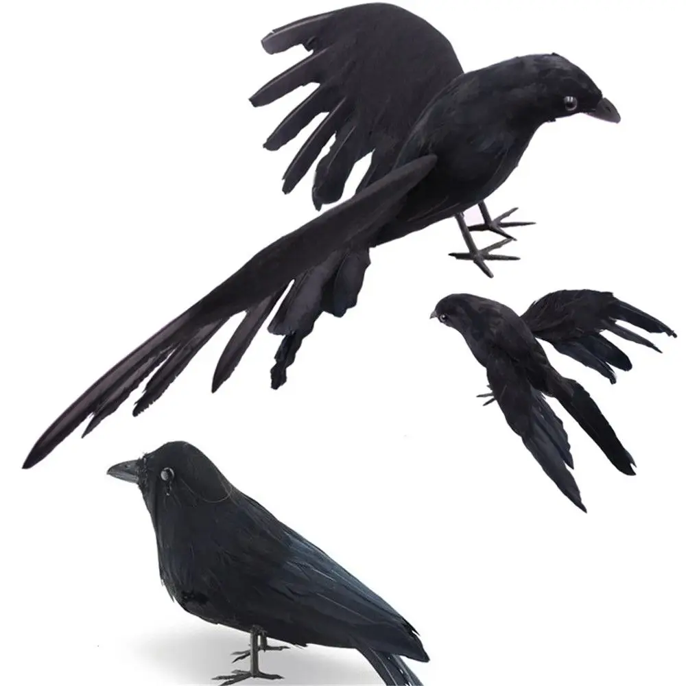 Ornaments Party Halloween Home Decoration Animal Scary Toys Fake Bird Simulation Black Crow Model