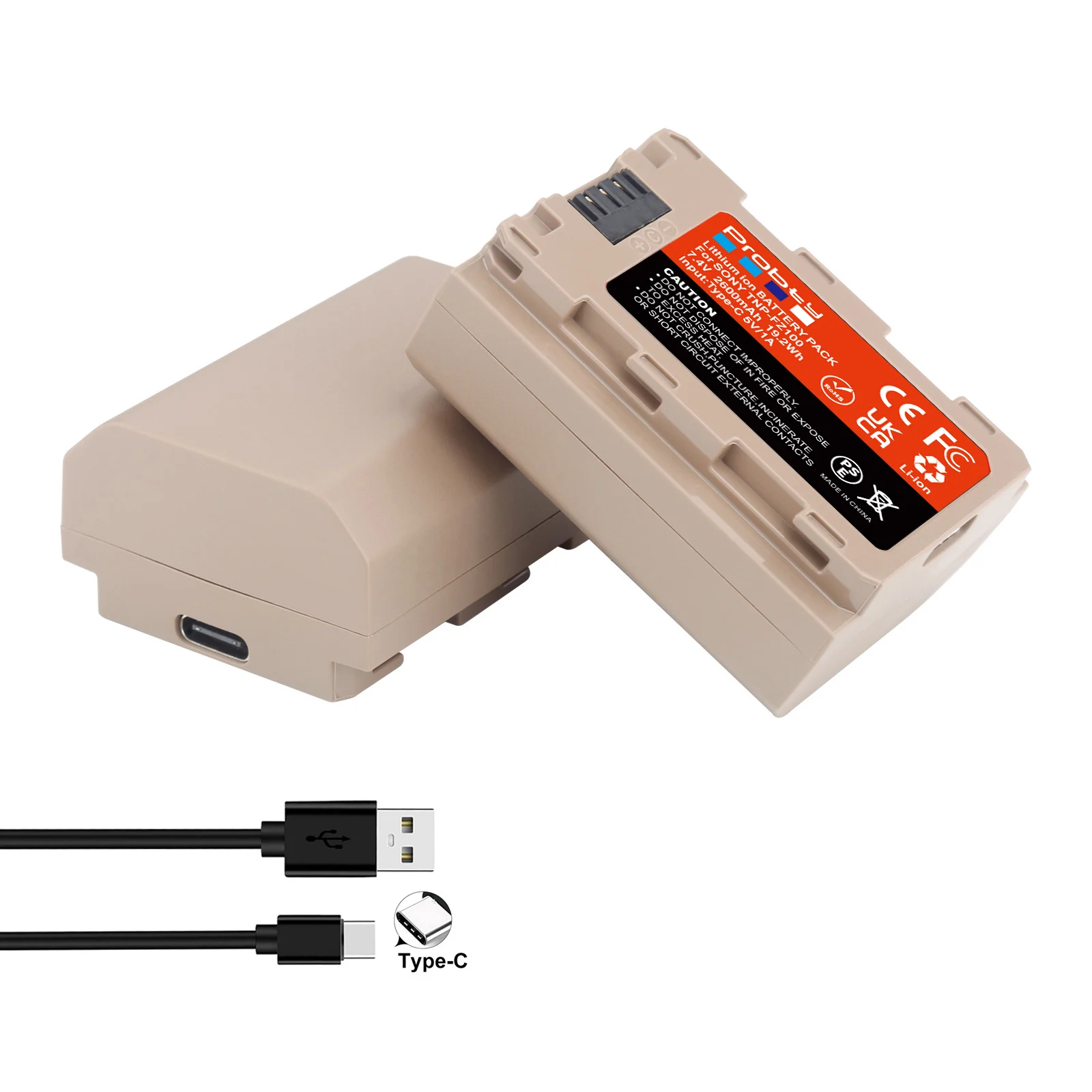 Batteria 2600Mah Np-Fz100 Np Fz100 Con Ingresso Di Ricarica Di Tipo C Per Sony Sony Fx3, A1, A9, A9 Ii, A7R Iii, A7R Iv, A7S Iii, A7 Iii