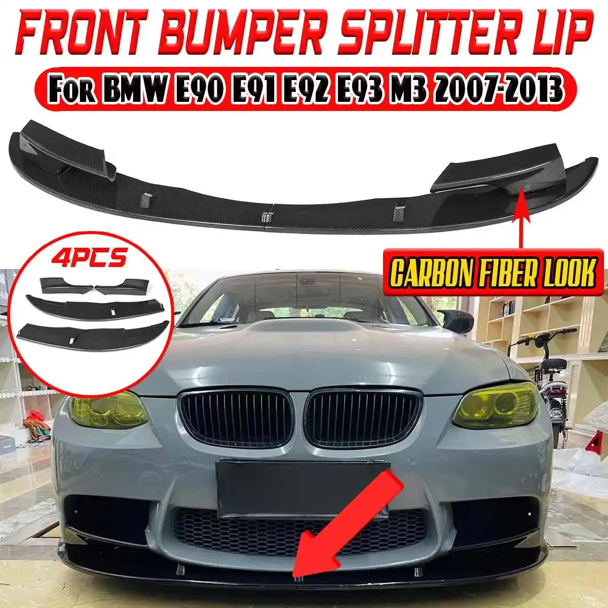 E90 Car Front Bumper Splitter Diffusore Lip Protector Spoiler Deflettore Lips Guard Per Bmw E90 E91 E92 E93 M3 2007-2013 Body Kit