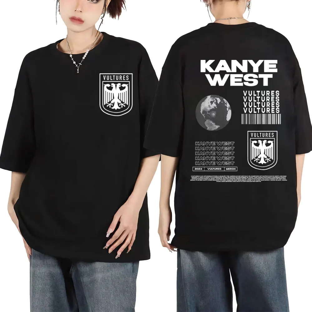 Rapper Kanye West Vultures Album Cover Graphic T-Shirt Fashion Vintage Oversize T-Shirt Uomo Donna Harajuku Hip Hop T-Shirt