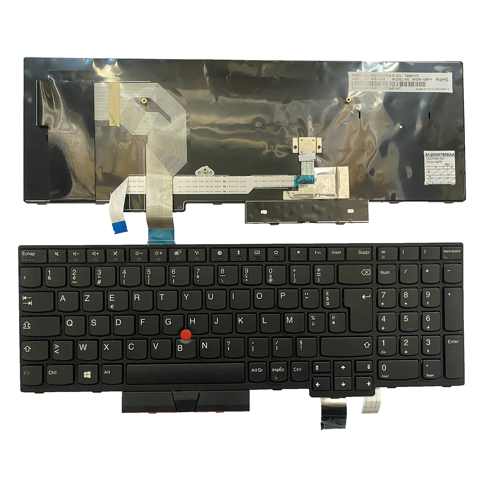 Tastiera Fr Per Lenovo Thinkpad T580 P51S P52S T570 (20Jw 20Jx 20Ha 20 H9) Nero Nuovo