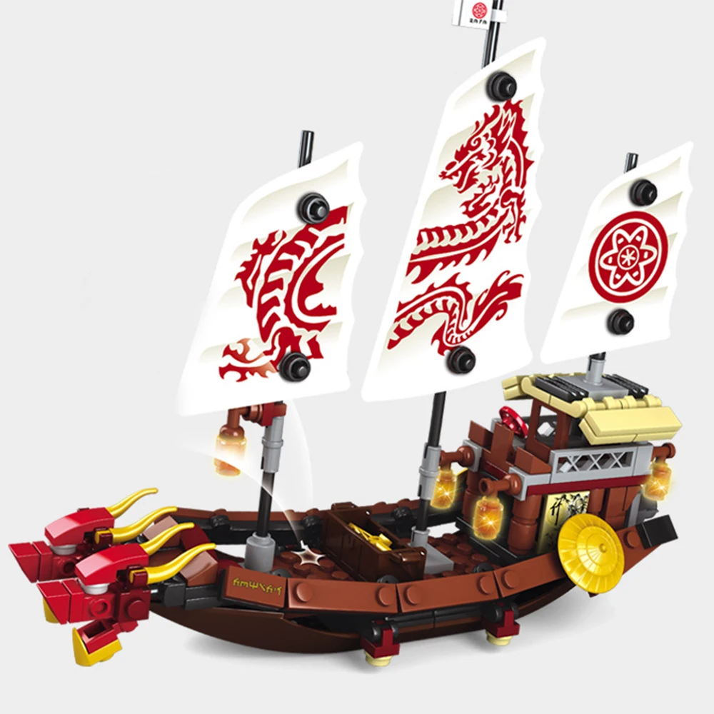 Ninja Kai Destiny Bounty Ship Ferry Dragon Boat Building Block Kit Classic Movie Model Bricks Set Giocattoli Educativi Per Bambini Regalo