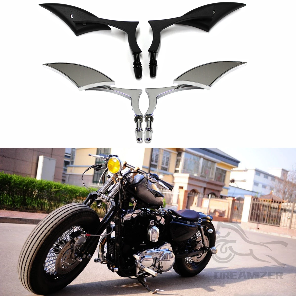 1 Paio 8Mm 10Mm Lama Moto Specchi Retrovisori Cruiser Per Harley Davidson Street Glide Street Sport Bike Cruiser Accessori