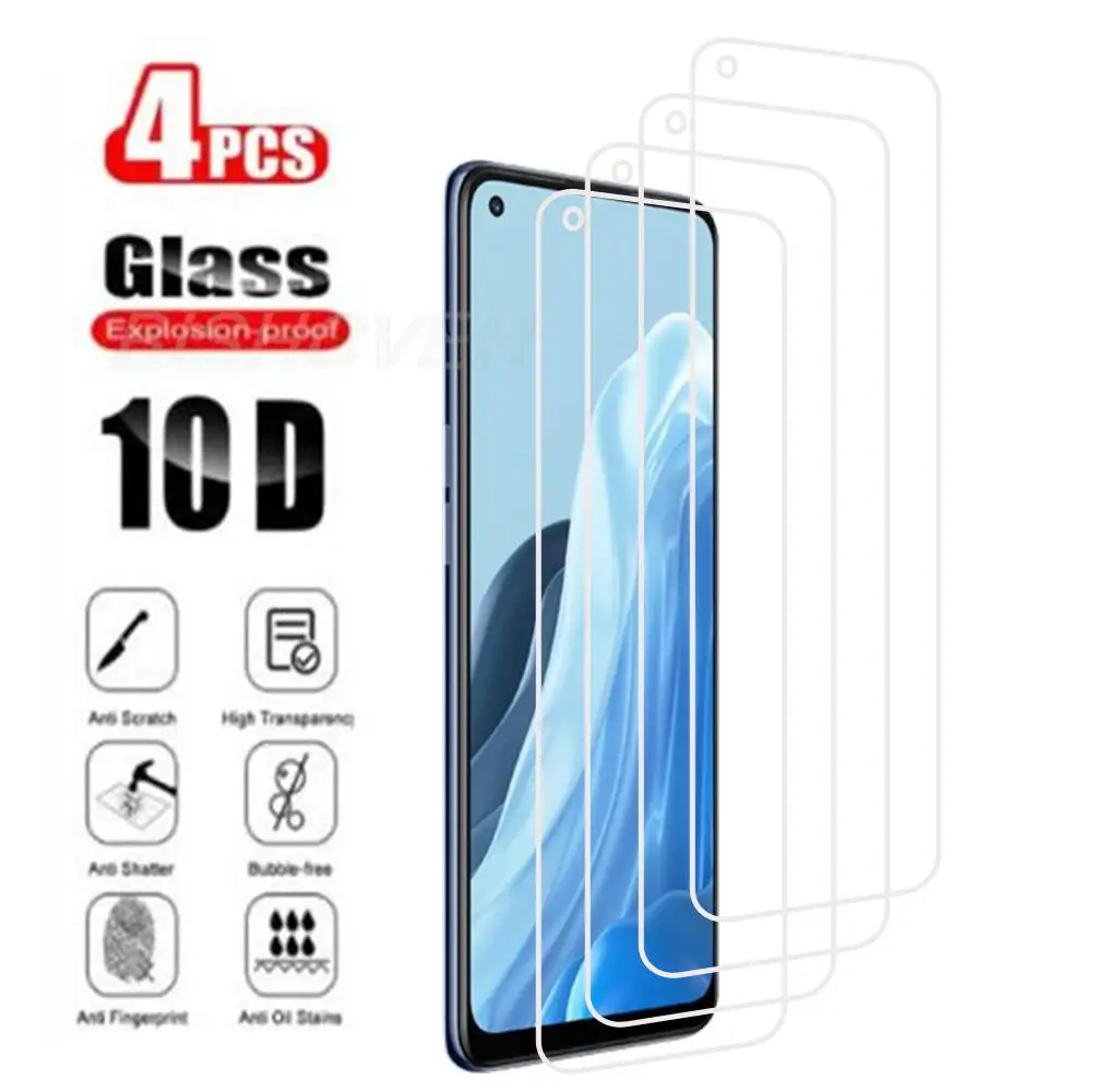 4Pcs For Oppo Reno7 5G Global Tempered Glass Protective For Oppo Find X5 Lite 6.43" Cph2371 Screen Protector Phone Cover Film