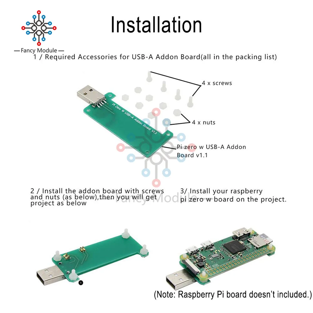 Diymore Raspberry Pi Zero W Usb-A Scheda Addon V1.1 Per Raspberry Pi Zero Raspberry Pi Zero W