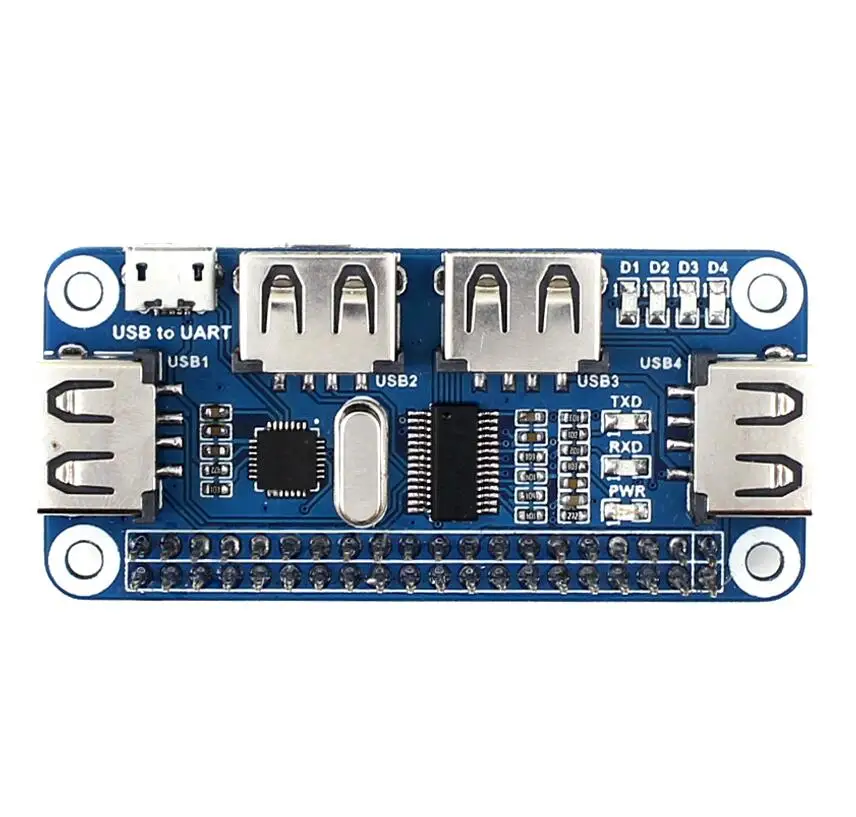 Waveshare 4 Port Usb Hub Hat For Raspberry Pi Zero W Wh Usb To Uart Onboard