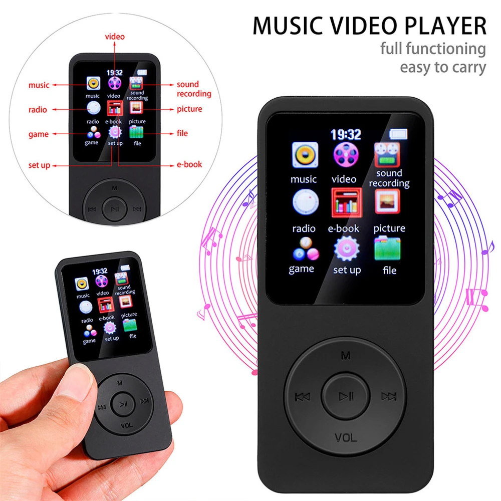 Mini Lettore Mp3 Altoparlante Compatibile Con Bluetooth 1.8 Pollici Mp4 Radio Fm Lettori Musicali Hi-Fi Per Studenti Ultrasottili Che Registrano E-Boo