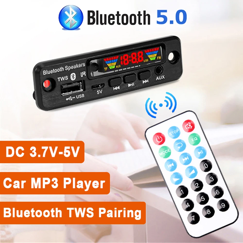 Dc 3.7V-5V Wireless Bluetooth Decoder Board Car Mp3 Player Kit Usb Aux Fm Radio Call Recording Module Bluetooth Tws Pairing