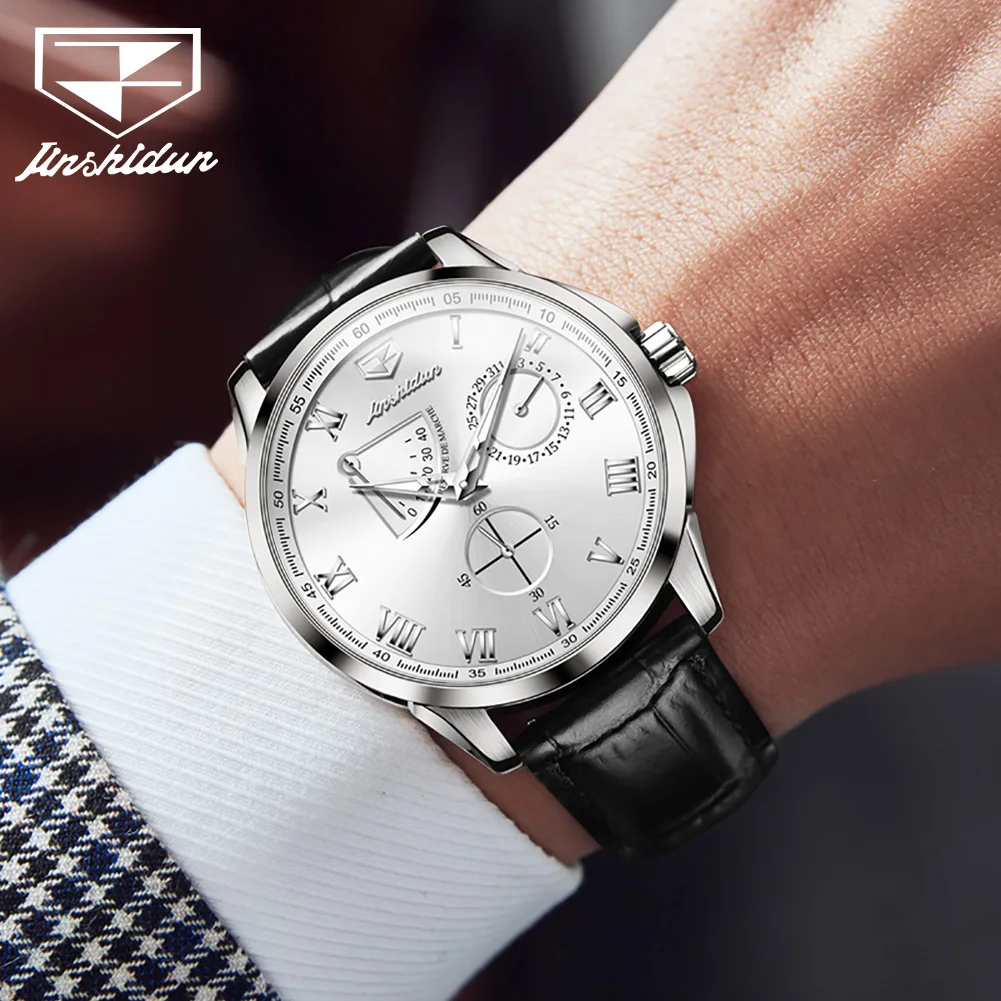 2023 Jsdun Swiss Certified Men Lether Luxury Watch 40Mm Sport Watch Orologio Meccanico Automatico 5Bar Impermeabile 8921