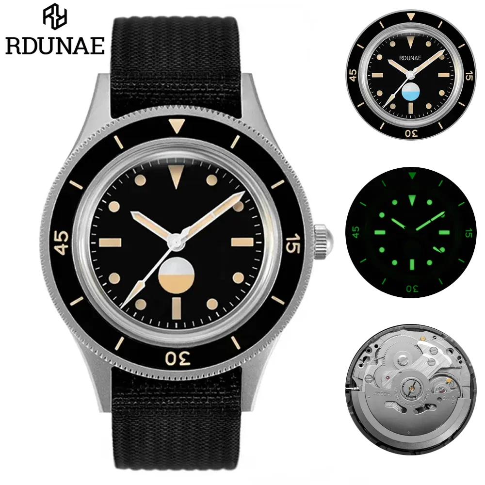 Rdunae 50-Fathoms Dive Watch 40Mm Quadrante Sterile Nh35 Movimento Meccanico Automatico Orologio Da Polso Zaffiro Luminoso Orologio Impermeabile