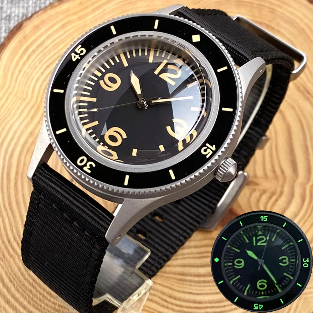 Tandorio Diver Nh35A Domed Sapphire C3 Super Lume Bezel Insert Quadrante Nero Luminoso 40Mm Orologio Automatico Da Uomo Business Dress Clock