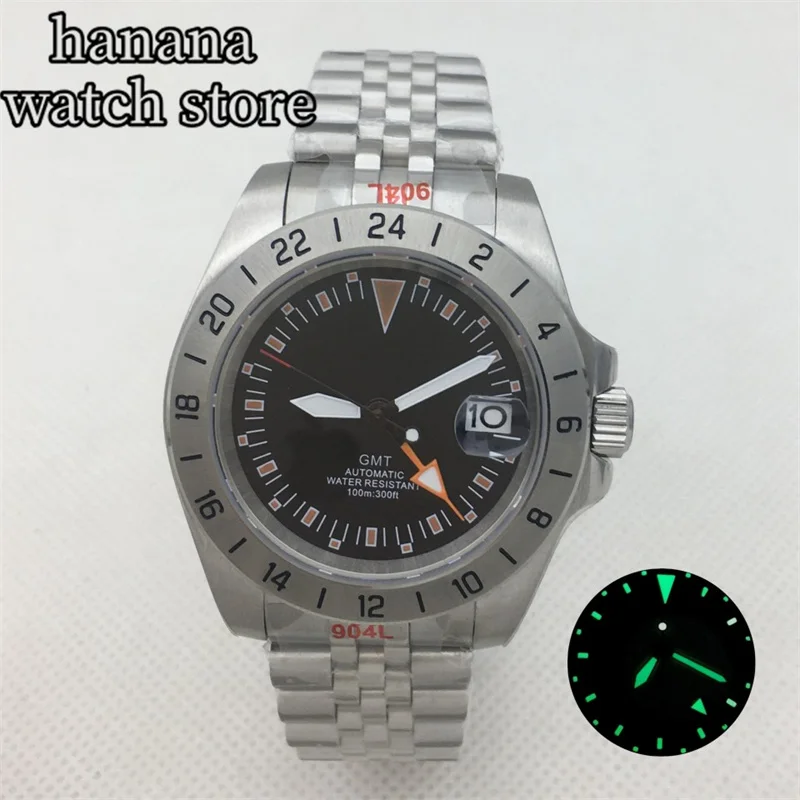 Bliger 40Mm Gmt Nh34 Dg3804 Movimento Meccanico Automatico Orologio Da Uomo Vetro Zaffiro 3 O 'Clock Crown Date Jubilee Bracciale