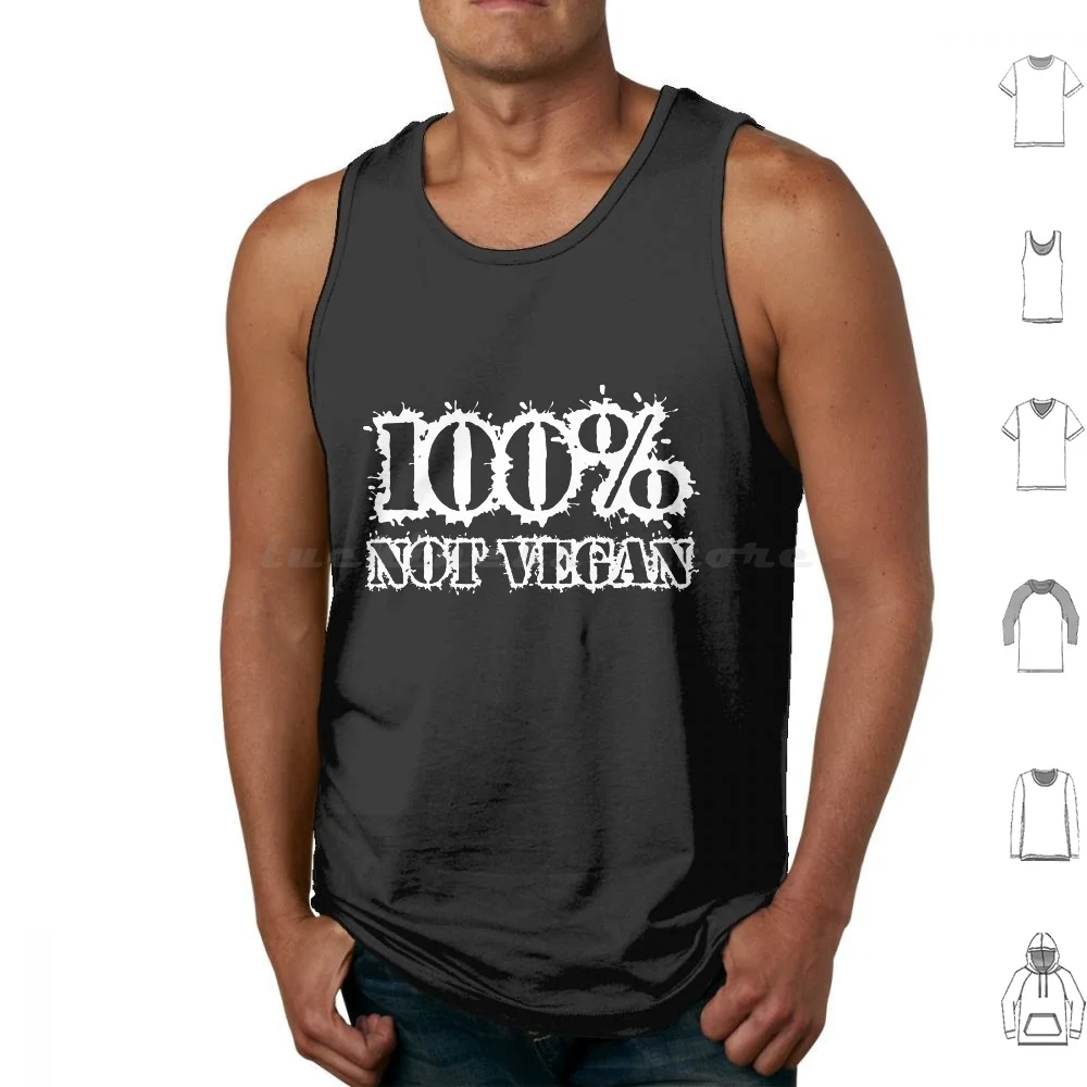 100% Not Vegan Zero Carb-Zero Percent Vegan Tank Tops Print Cotton 0 Anti Vegan Anti Carl Ruiz 0 Celebrity Chef