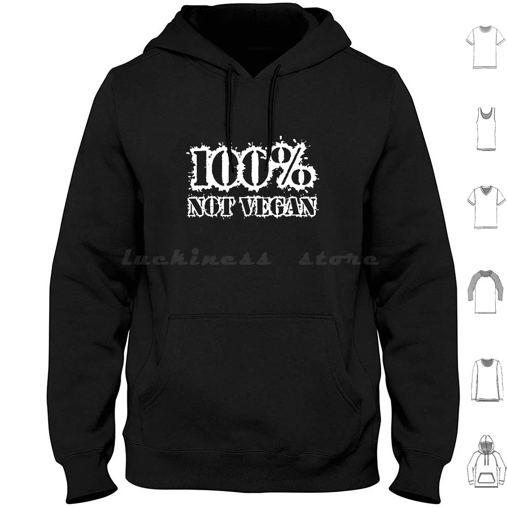 100% Non Vegan Zero Carb-Zero Percento Vegan Felpa Con Cappuccio In Cotone Manica Lunga 0 Anti Vegan Anti Carl Ruiz 0 Celebrity Chef