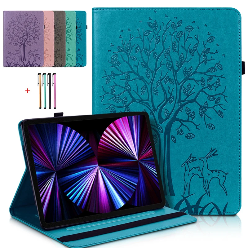 3D Embossing For Xiomi Mi Pad 5 Pro Case Flower Deer Elk Funda Stand Auto Sleep Leather Coque For Mipad 5 Tablet Cover Case+Pen