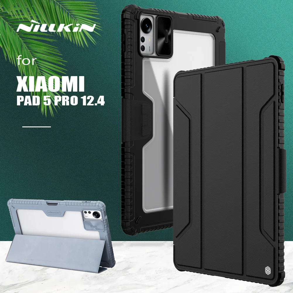 Nillkin Armor Bumper Slide Camera Protect Cover Magnetic All Coverage Flip Leather Case Per Xiaomi Pad 5 Pro 12.4 Cover Posteriore