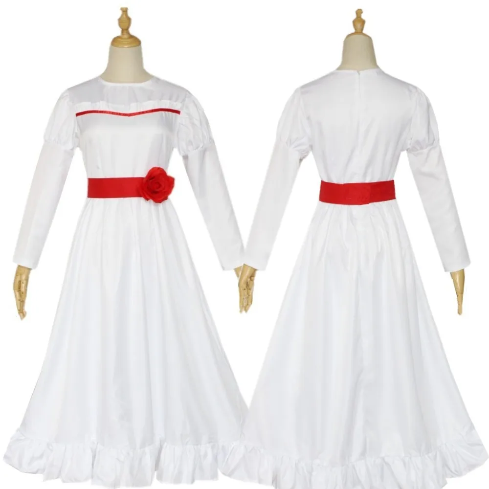 Halloween Costume For Women Annabel Halloween Horror Doll Cosplay Dress White Fancy Dress Party Scary Cosplay Movie Outfit