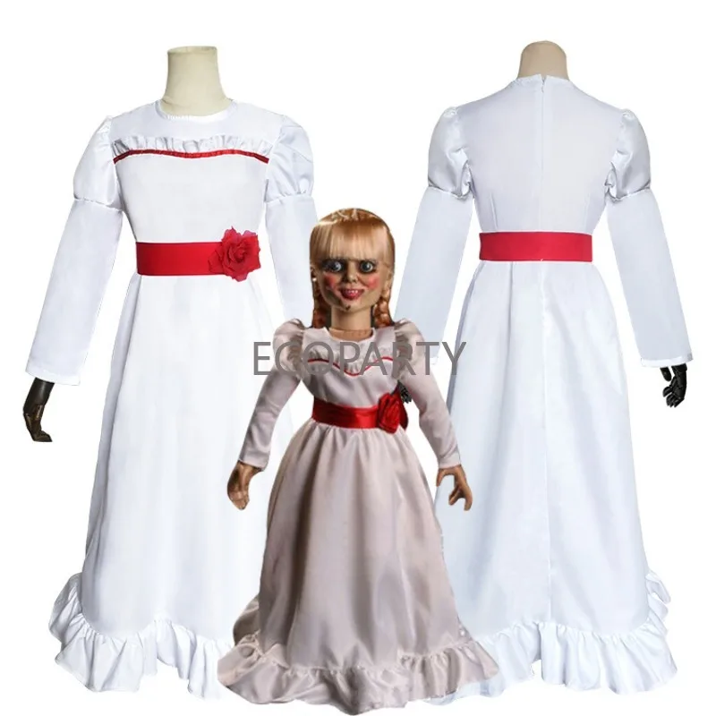 2023 New Conjingdoll Annabel Halloween Horror White Dress Costume Cosplay Costumi Di Halloween Per Abbigliamento Donna Cosplay