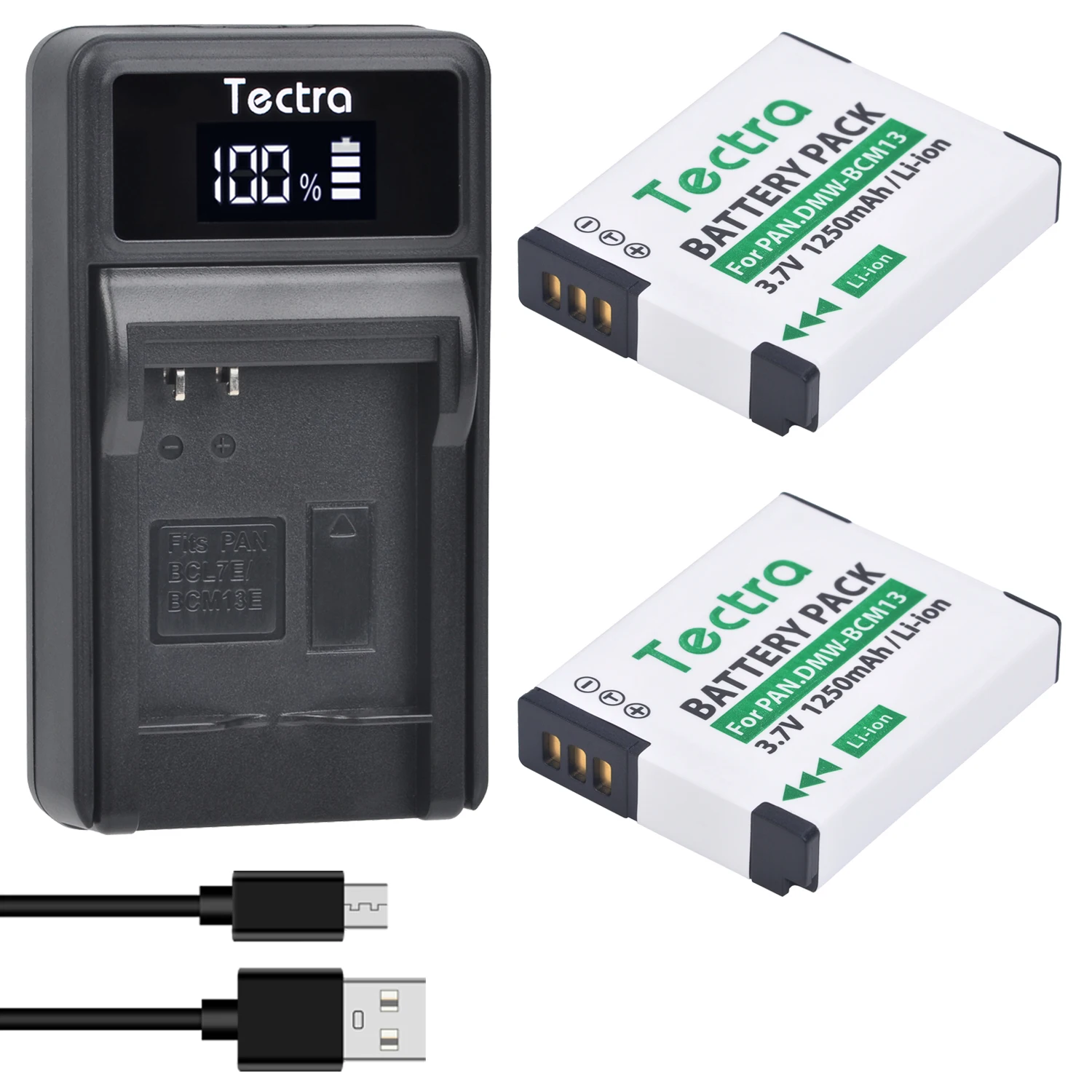 2Pc Dmw-Bcm13E Dmw-Bcm13 Batteria Bcm13 + Caricabatterie Led Per Panasonic Lumix Zs40 / Tz60,Zs45 / Tz57, Zs50 / Tz70,Zs27 / Tz37,Tz41