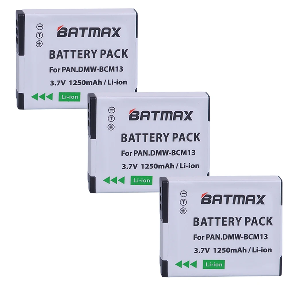 Batmax 3 Pcs Dmw-Bcm13 Bcm13 Dmwbcm13 Batteria Per Panasonic Lumix Dmc-Zs40, Tz60, Zs45, Tz57, Zs50, Tz70, Zs27, Tz37, E Tz41