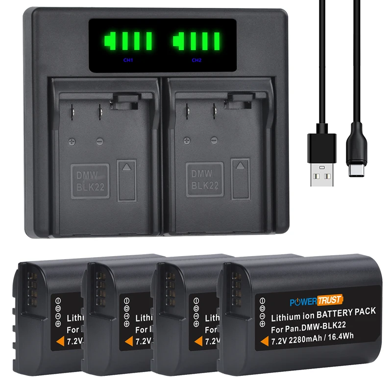 Per Panasonic Dmw-Blk22 Bateria Dmwblk22 Blk22 Batteria + Caricabatterie Per Panasonic Lumix Dc-S5 Dc-S5K Accessori Per Fotocamere