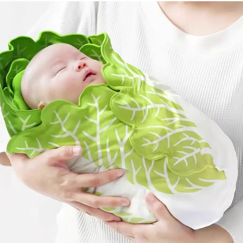 0-6 Mesi Simulazione Neonato Cavolo Flanella Baby Wrap Coperta Baby Swaddle Wrap Baby Sleeping Swaddle Wrap Hat Mantas Para Bebé