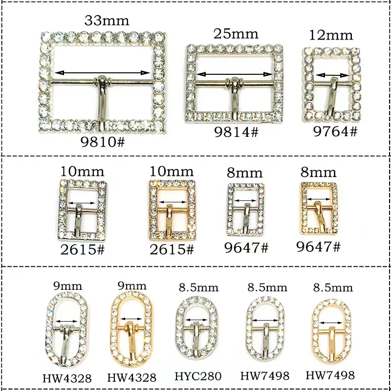 Nouveau Multi - Size Alliage Ellittique Diamant Ceinture Sac Chaussures Ajustement Boucle Accessori