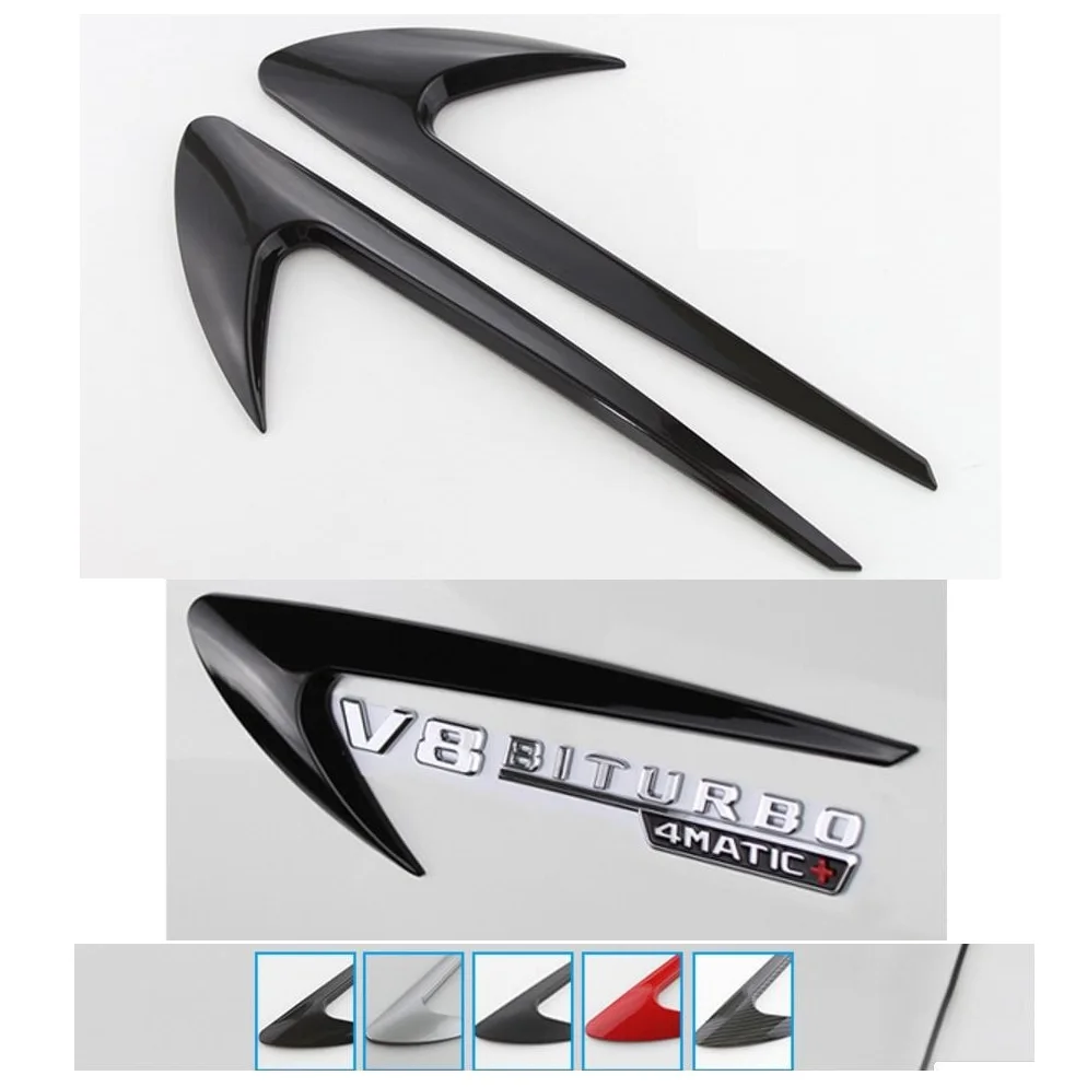 Chrome Red Black Wind Vane Air Knife Fender Emblems Distintivi Adesivi Decorativi Per Mercedes Benz Amg