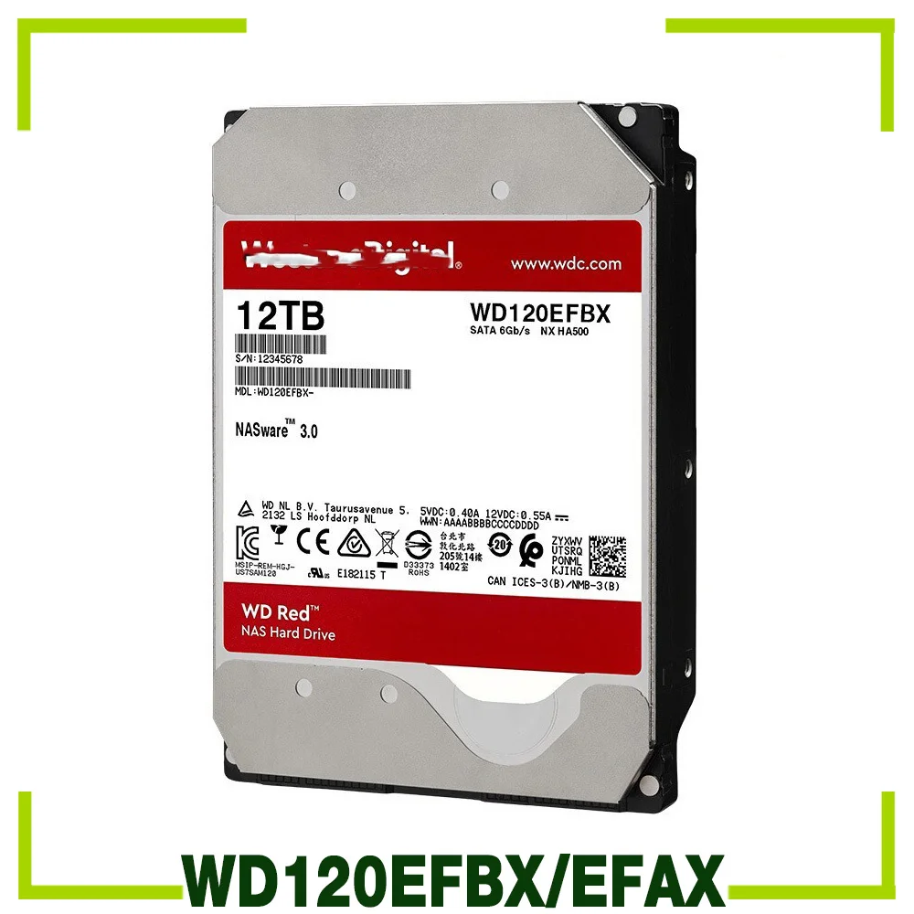 Per Wd 12Tb 12T 3.5 "7200Rpm Red Disc Plus Server Di Rete Nas Hard Drive Wd120Efbx/Efax