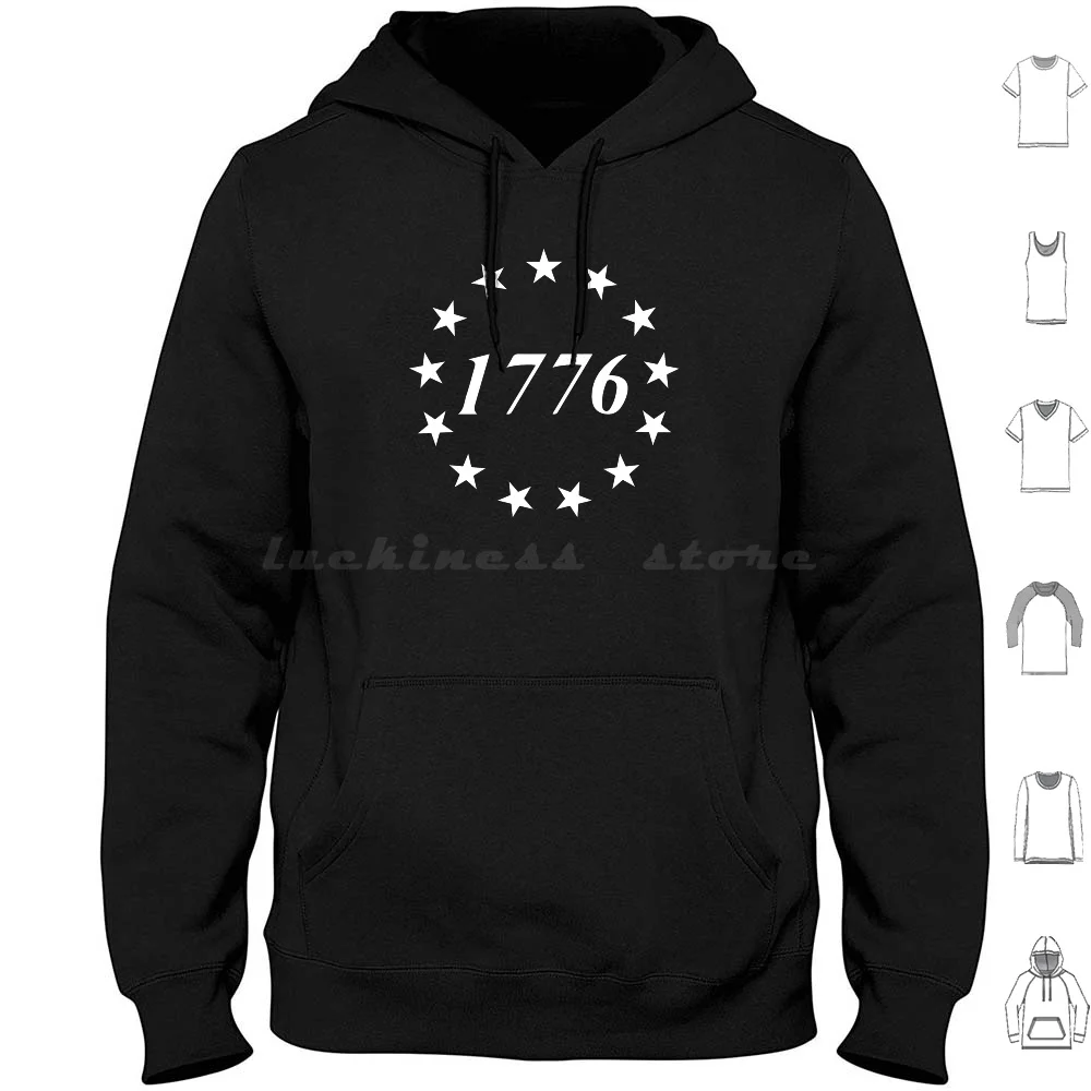 1776-13 Stelle Betsy Ross Logo! (V1) Felpe Con Cappuccio Manica Lunga 1776 Betsy Ross Betsy Ross Flag 13 Stelle Patriot Patriottico