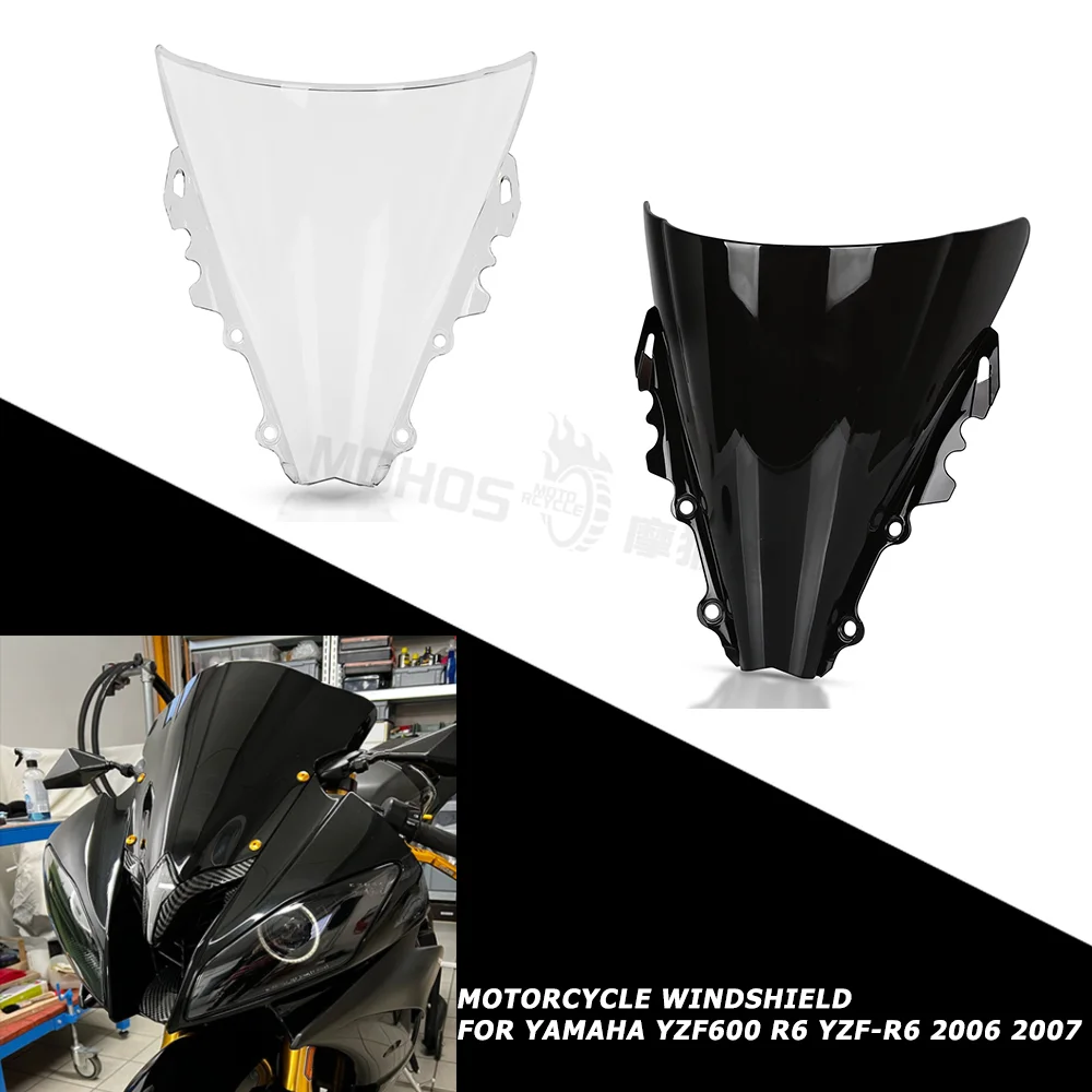 Motorcycle Black Wind Deflector Windscreen Windshield For Yamaha Yzf600 Yzf 600 2006 2007 06-07 Plastic Wind Screen Yzf-600 Part