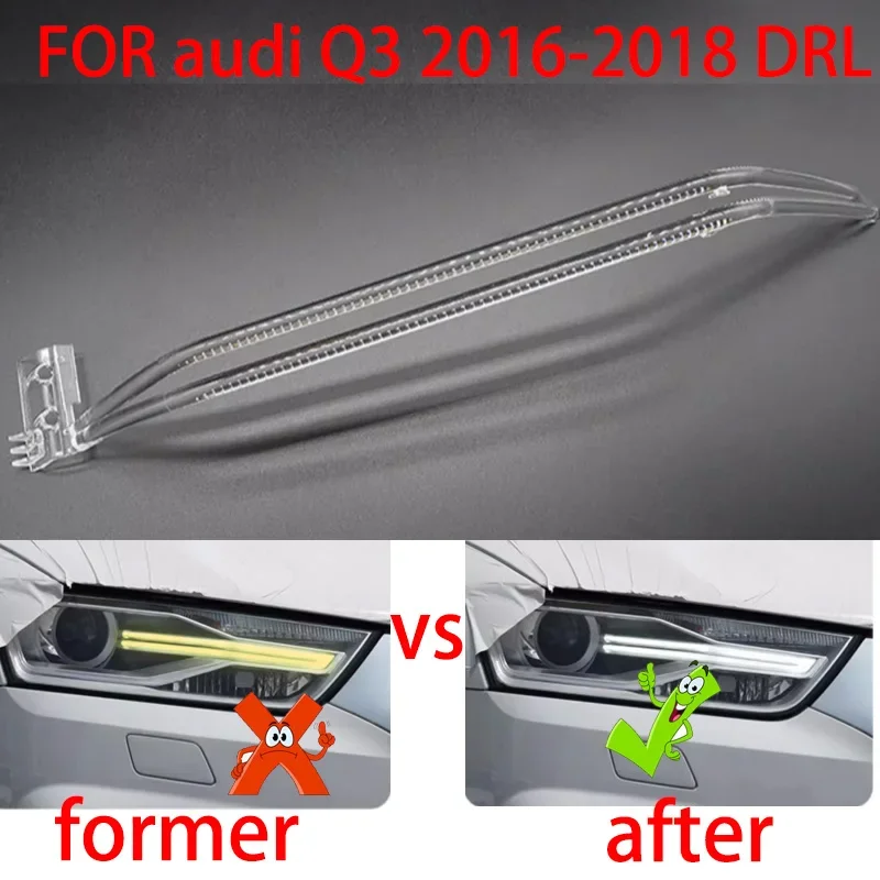 Per Audi Q3 2016-2018 Fari Per Ernia Drl Fari Per Auto Guida Per L'Apertura Luce Di Marcia Diurna Tubo Barra Luminosa A Led Luce Bianca