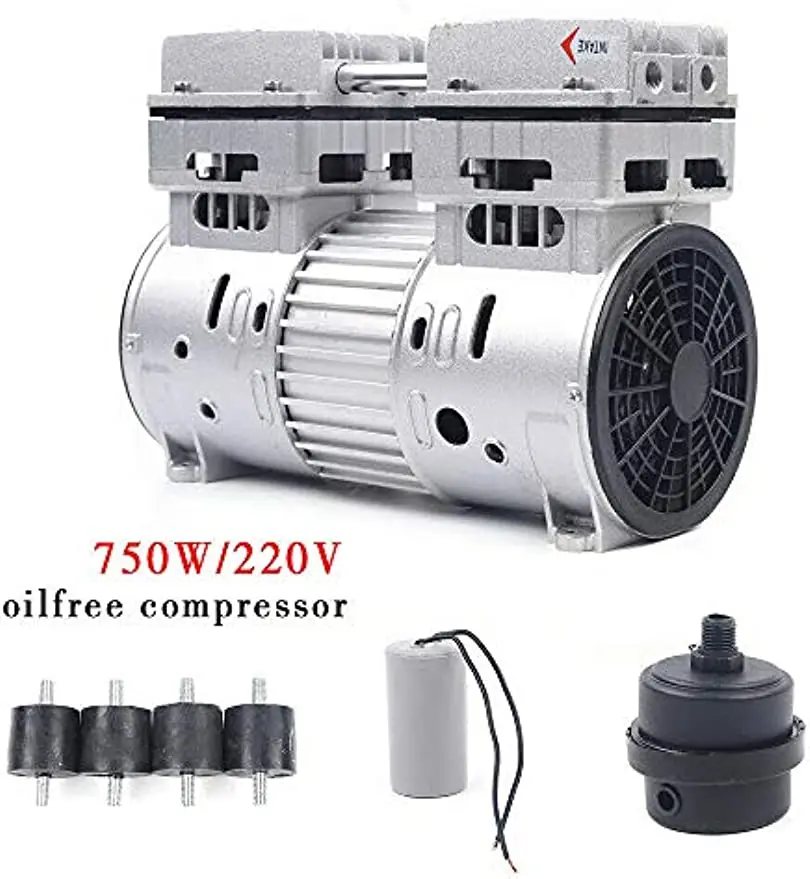 750W/1Hp 8 Bar Compressore D'Aria Compressa Silenzioso Testa Compressore D'Aria Senza Olio 1400Rpm 220V 145L/Min