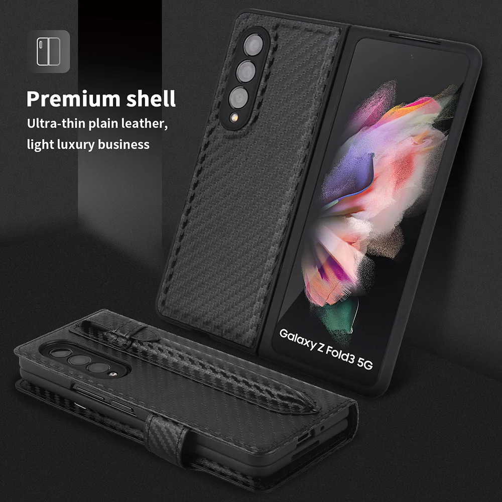 Per Samsung Galaxy Z Fold 3 Fold 4 5G Case Fold 3 Fold 4 Case Luxury Leather Z Fold 3 4 Custodie Con S Pen Slot Holder Cover Capa