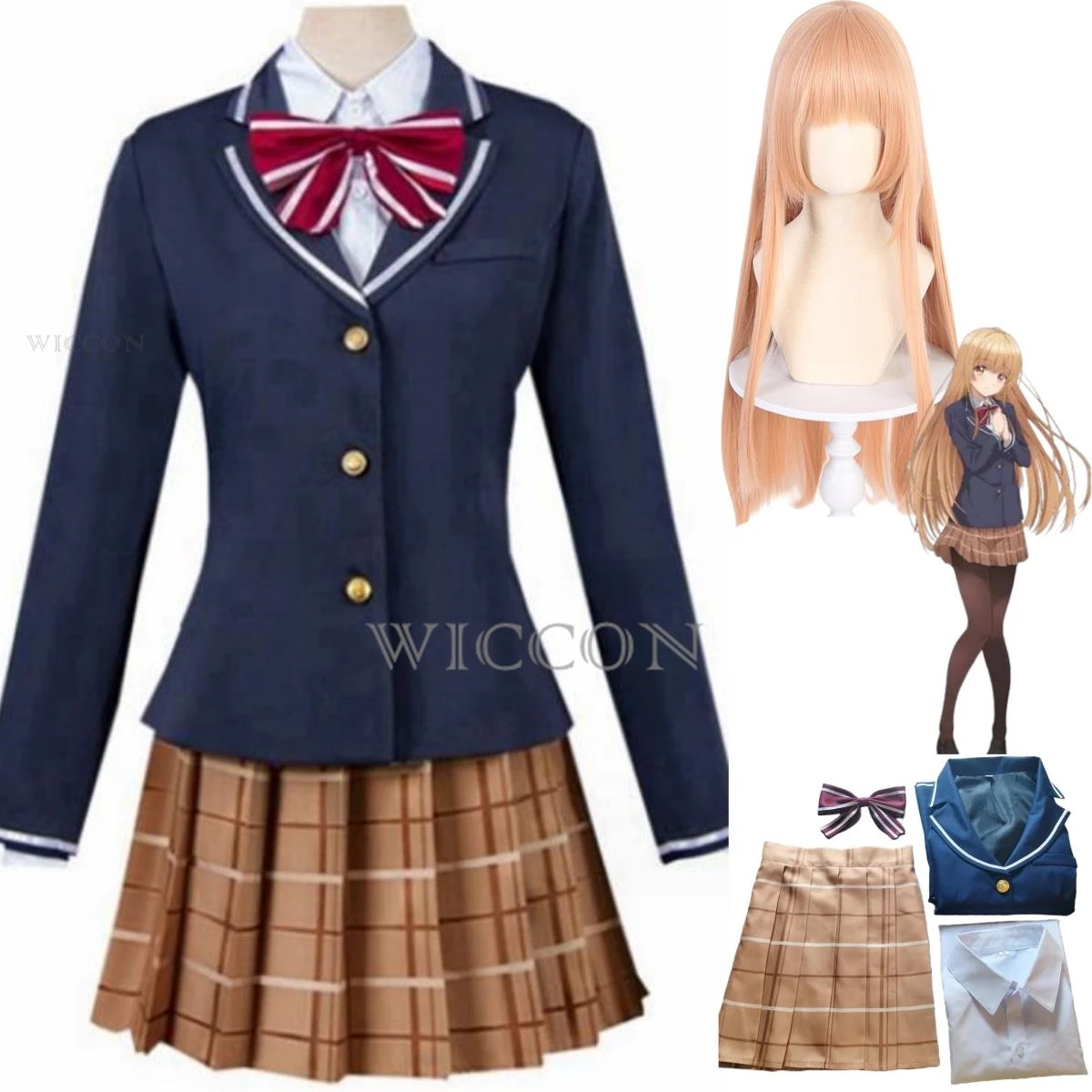 Anime The Angel Next Door Vize Me Marcio Shiina Mahiru Cosplay Costume Parrucca Uniforme Scolastica Gonna Donna Kawaii Campus Suit