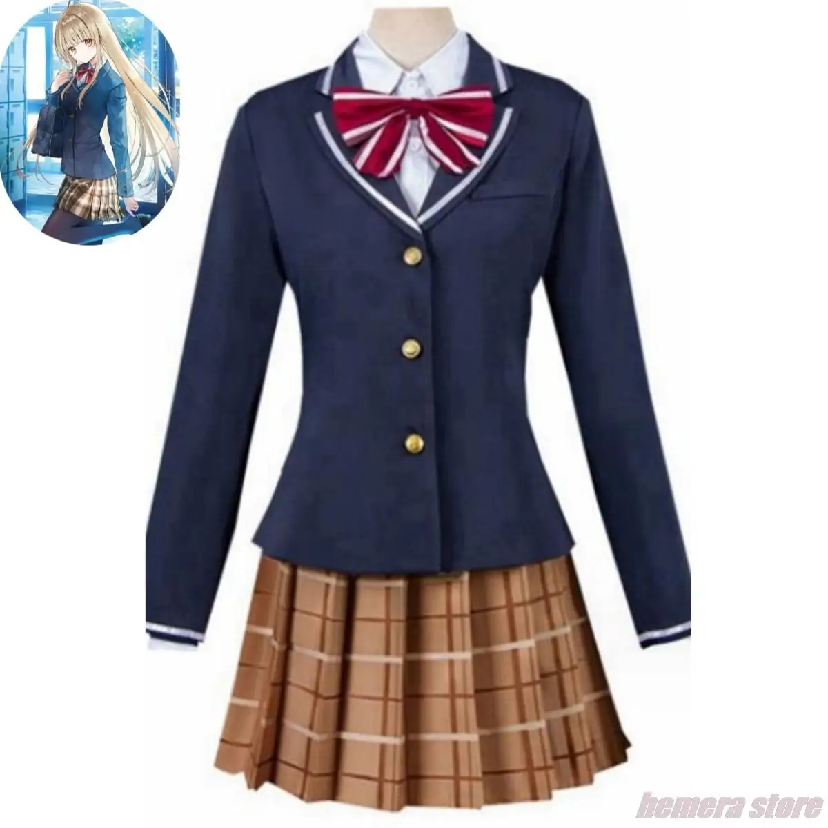 Anime The Angel Next Door Vize Me Marcio Shiina Mahiru Cosplay Costume Parrucca Uniforme Scolastica Gonna Donna Kawaii Campus Suit