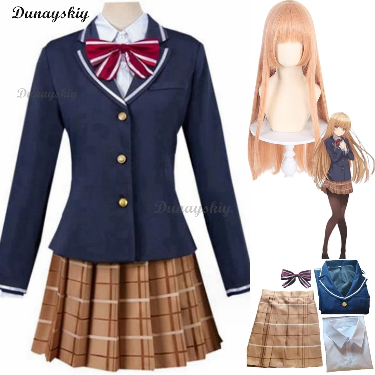 Anime The Angel Next Door Vize Me Marcio Shiina Mahiru Cosplay Costume Parrucca Uniforme Scolastica Gonna Donna Kawaii Campus Suit