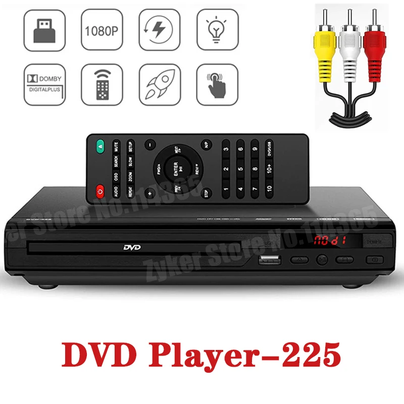 Lettore Dvd Hd 1080P Home 225 Lettore Dvd Multimediale Tv Digitale Lettore A Disco Supporto Dvd Cd Mp3 Mp4 Rw Vcd Dvd Sistema Home Theater