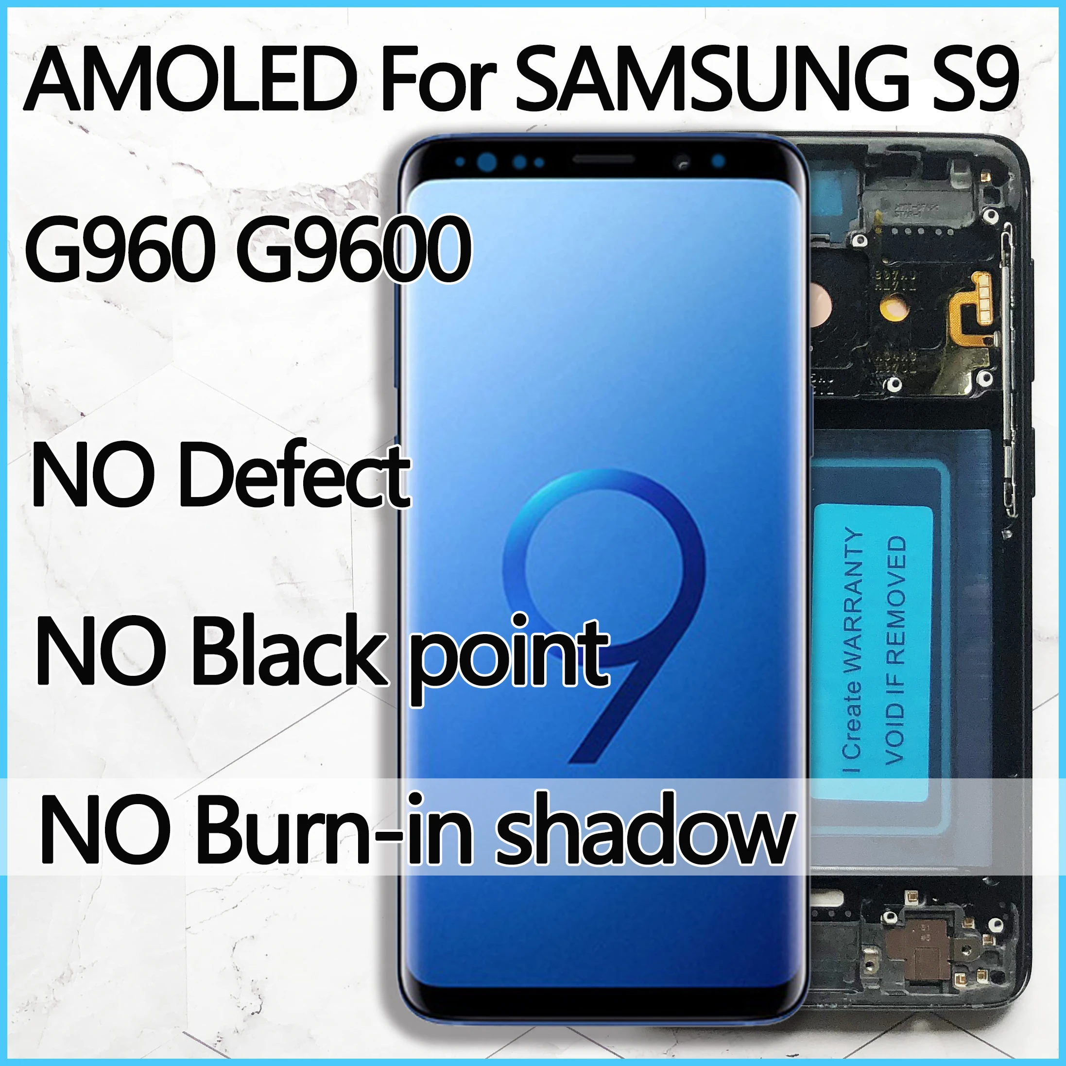 Sostituzione Amoled Per Samsung Galaxy S9 Display Lcd Touch Screen Digitizer Con Cornice G960N G9600 No Burn Shadow Repair Parts