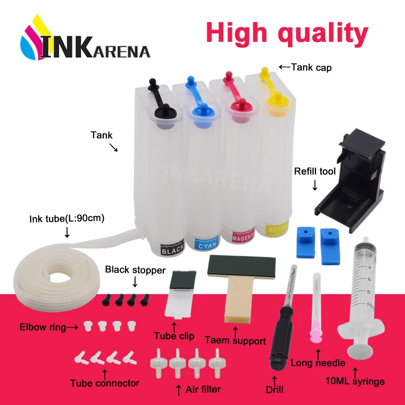 Inkarena Universale Sistema Di Rifornimento Continuo Dell'Inchiostro Ciss Fai Da Te Kit Di Ricambio Per Hp 60 61 62 63 74 75 56 57 Per Canon Accessori