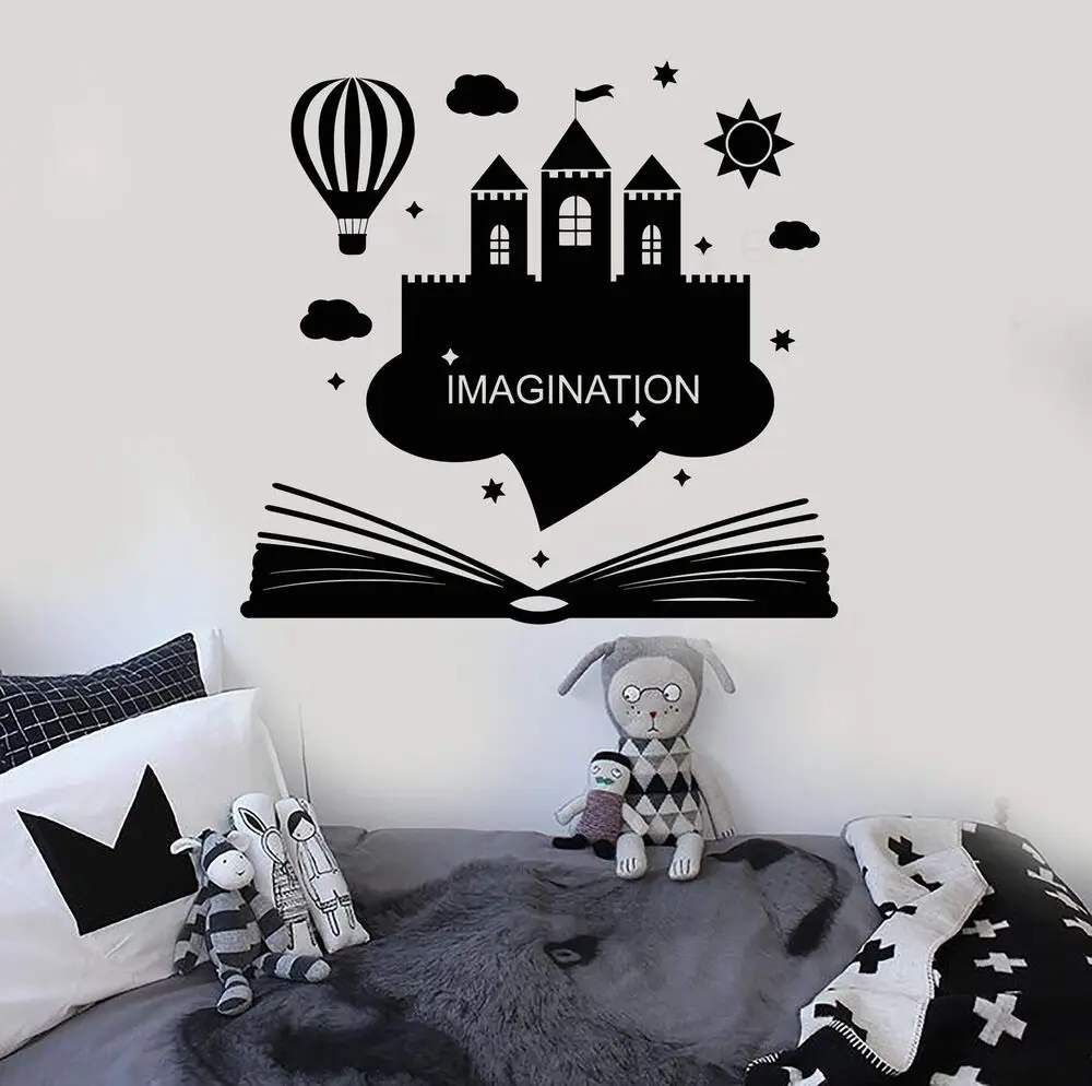 Decalcomania Della Parete In Vinile Immaginazione Decorazione Della Stanza Dei Bambini Libro Fantasy Castle Sticker Regalo Unico Adesivo Da Parete Per