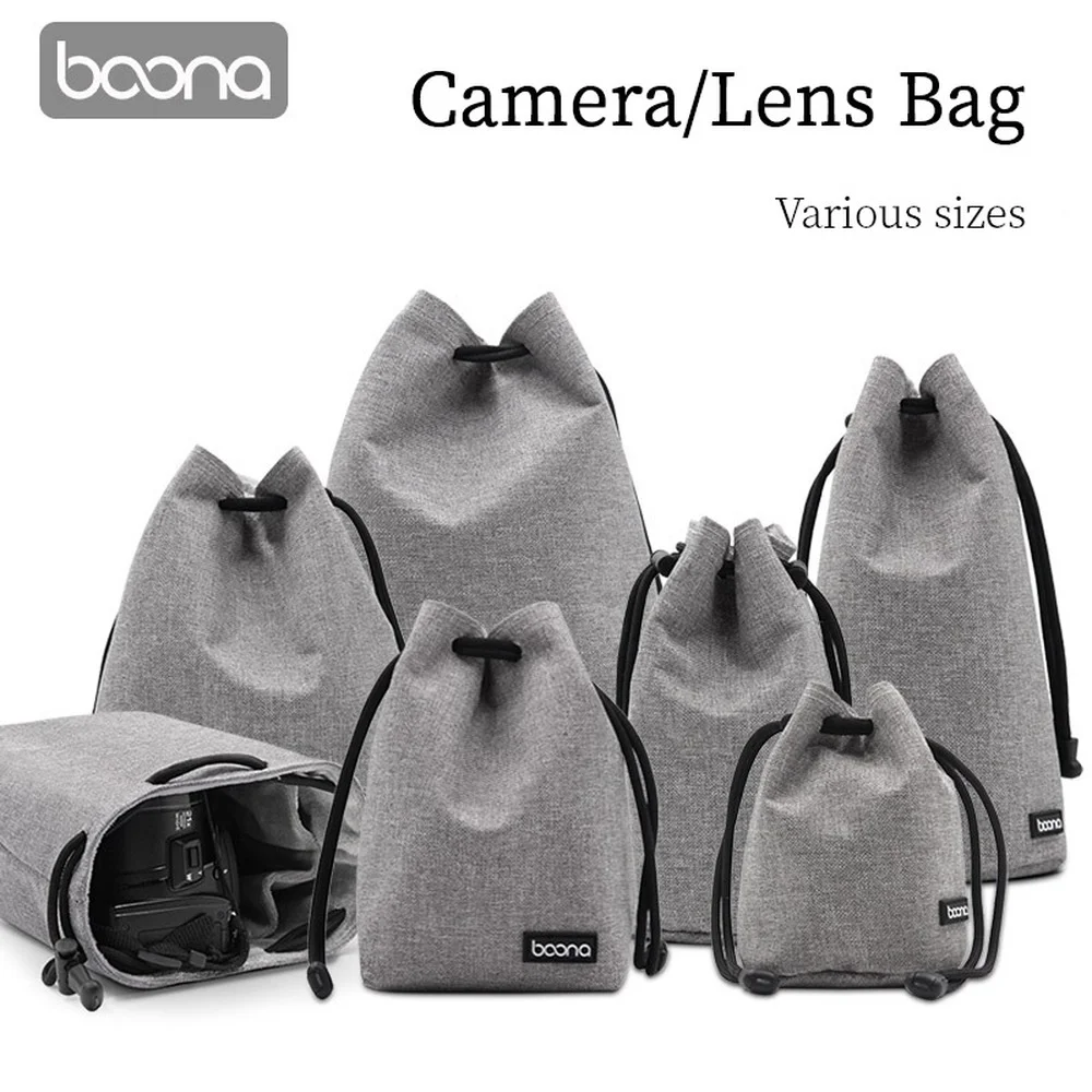 Boona Borsa Per Fotocamera Zaino Borsa Per Obiettivo Borsa Con Coulisse Borsa Per Fotocamera Impermeabile In Pile Protettiva Per Dslr Nikon Canon Sony